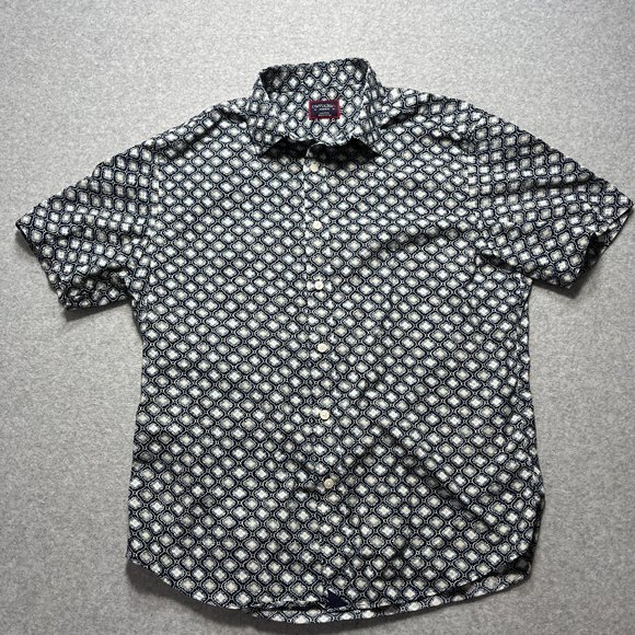 Untuckit Shirt Mens Medium Blue Floral Button Up 100% Cotton Pattern Short Sleev - Picture 1 of 7